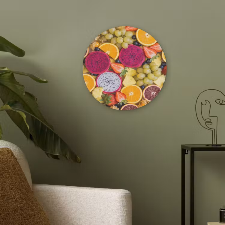 Fruit - Assortiment - Kleurrijk - Gezondheid Akoestische PET Vilt - Rond klein -sfeer2