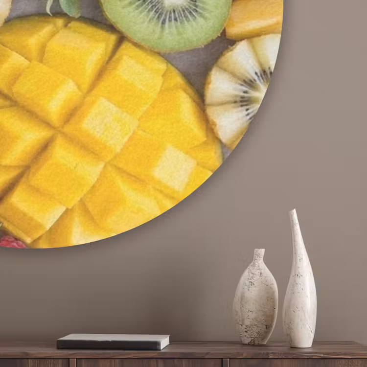 Fruit - Versneden - Kleurrijk - Eten - Gezond Akoestische PET Vilt - Rond klein -sfeer5_closeup