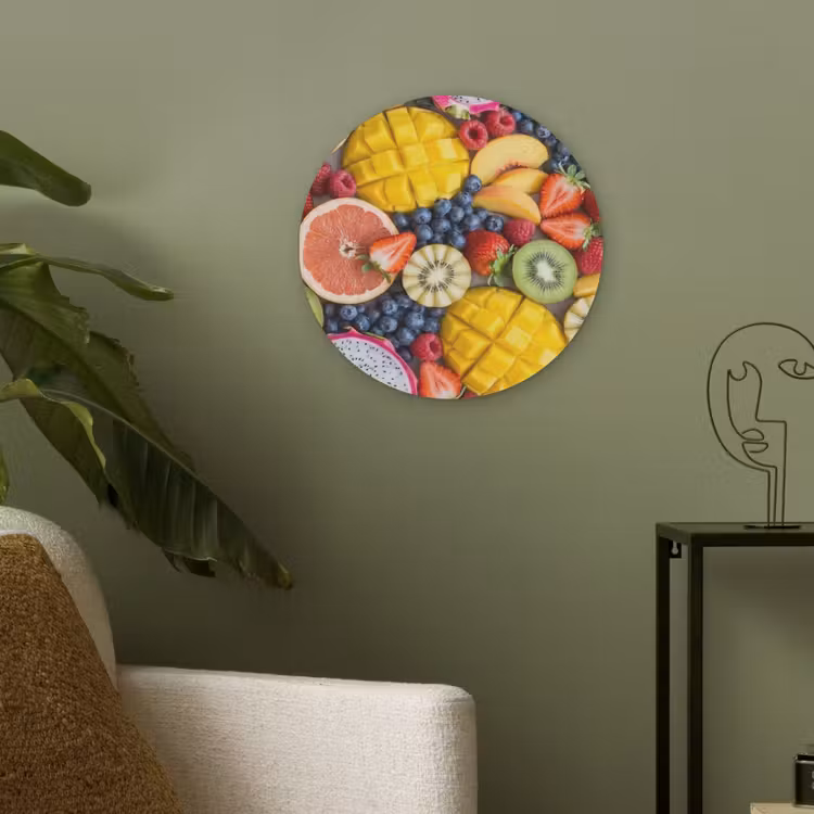 Fruit - Versneden - Kleurrijk - Eten - Gezond Akoestische PET Vilt - Rond klein -sfeer2