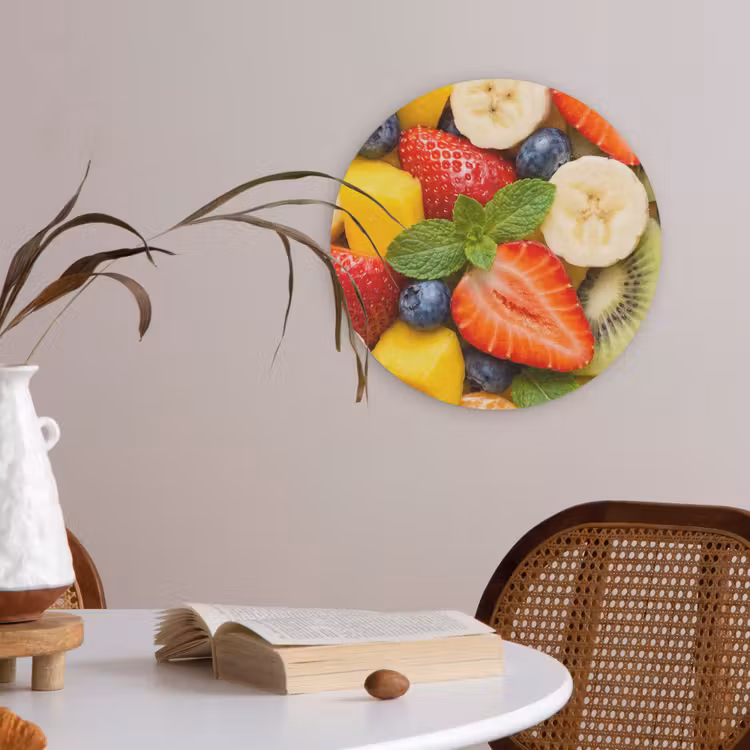 Fruit - Plakjes - Eten - Kleurrijk Akoestische PET Vilt - Rond klein -sfeer3