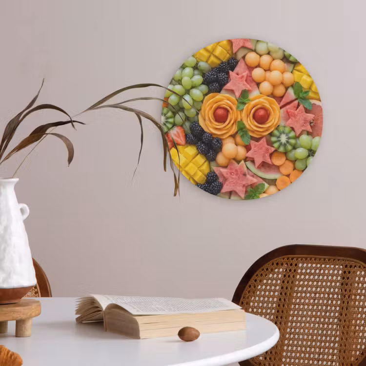Fruit - Variatie - Kleurrijk - Vers - Eten Akoestische PET Vilt - Rond klein -sfeer3
