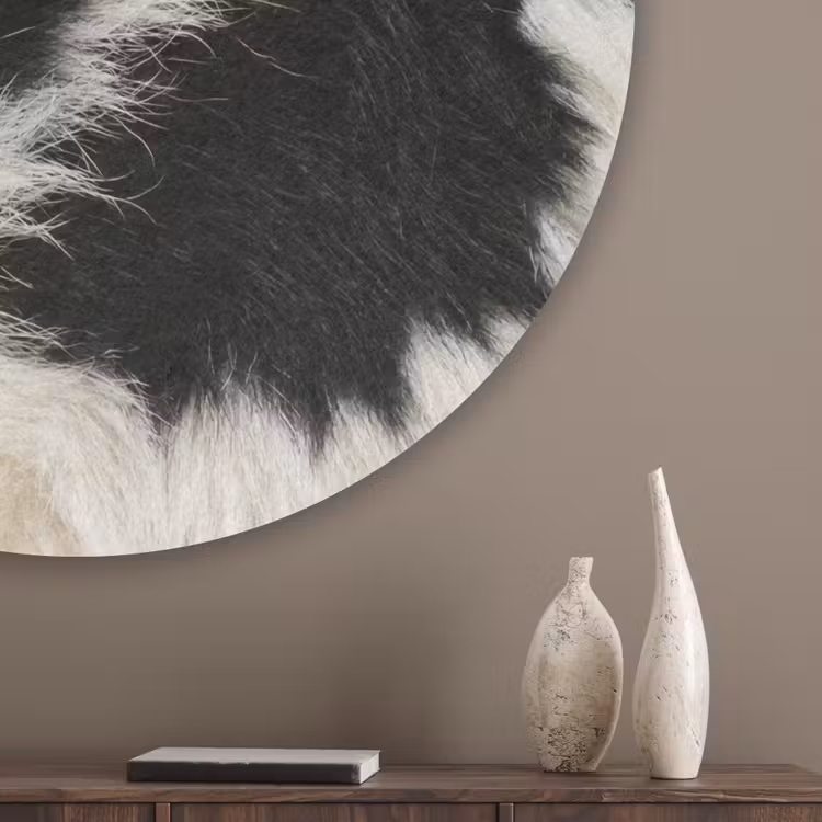 Bont - Textuur - Zwart - Wit Akoestische PET Vilt - Rond klein -sfeer5_closeup