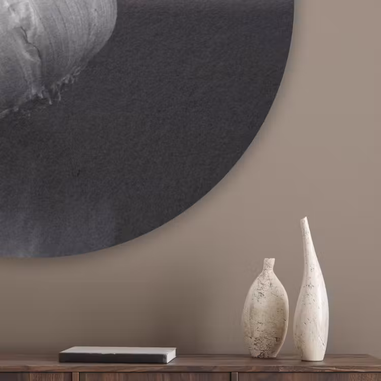 Knoflook - Zwart - Wit Akoestische PET Vilt - Rond klein -sfeer5_closeup