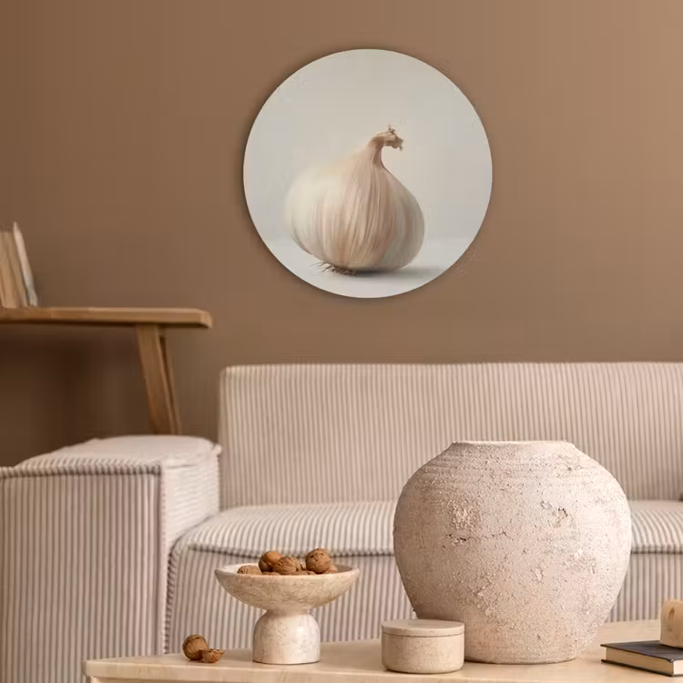 Knoflook - Natuurlijk - Beige Akoestische PET Vilt - Rond klein -sfeer1