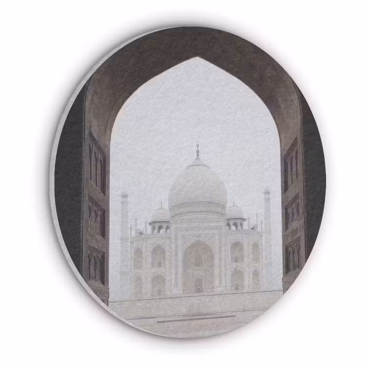 Poort - Symmetrische koepel - Minaretten - Moskee Akoestische PET Vilt - Rond klein -3d