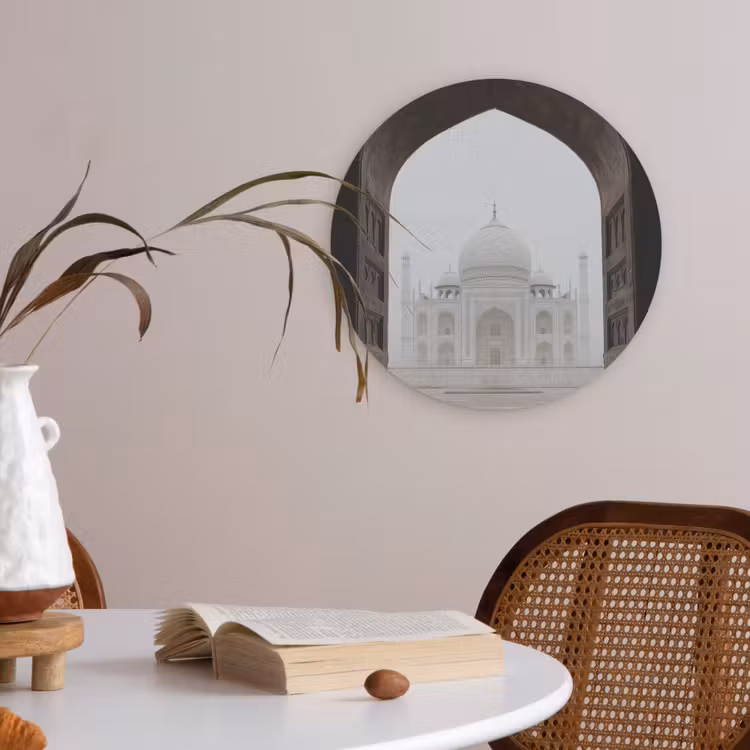 Poort - Symmetrische koepel - Minaretten - Moskee Akoestische PET Vilt - Rond klein -sfeer3