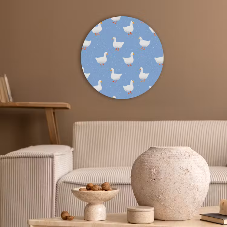 Ganzen - Elegant - Blauw Akoestische PET Vilt - Rond klein 838 -sfeer1