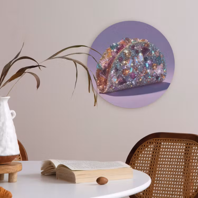 Edelstenen - Glitters - Paars - Kleurrijk Akoestische PET Vilt - Rond klein -sfeer3
