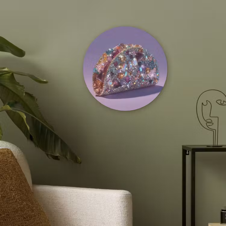 Edelstenen - Glitters - Paars - Kleurrijk Akoestische PET Vilt - Rond klein -sfeer2