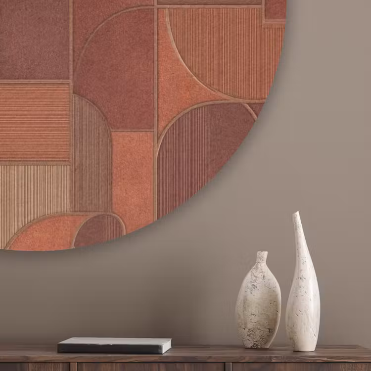 Geometrisch - Abstract - Textuur - Bruin Akoestische PET Vilt - Rond klein 838 -sfeer5_closeup