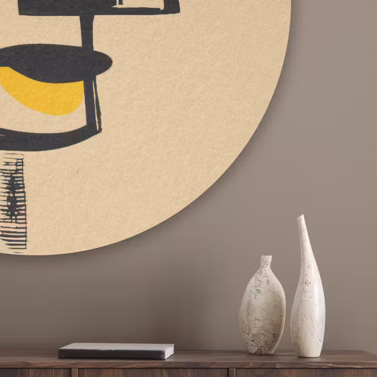 Geometrisch - Felle kleuren - Kubistische stijl Akoestische PET Vilt - Rond klein -sfeer5_closeup