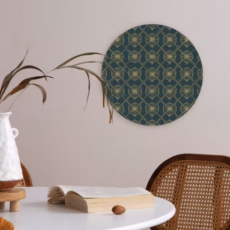 Geometrisch - Elegant - Groen Akoestische PET Vilt - Rond klein 838 -sfeer3