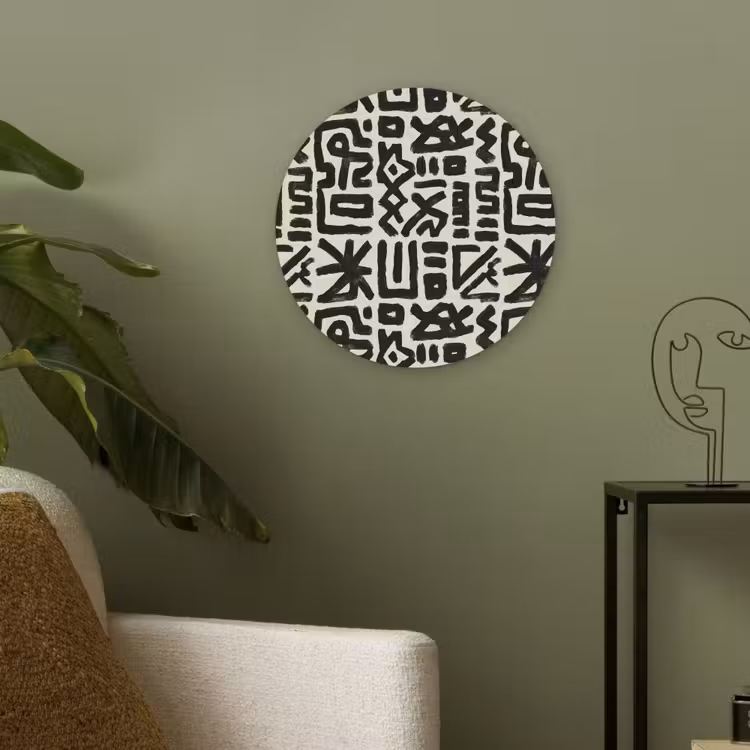 Geometrisch - Figuren - Zwart Akoestische PET Vilt - Rond klein 838 -sfeer2