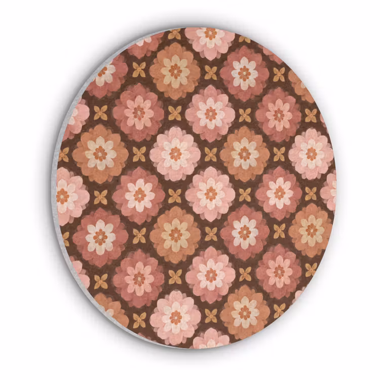 Geometrisch - Bloemen - Kleurrijk Akoestische PET Vilt - Rond klein 838 -3d