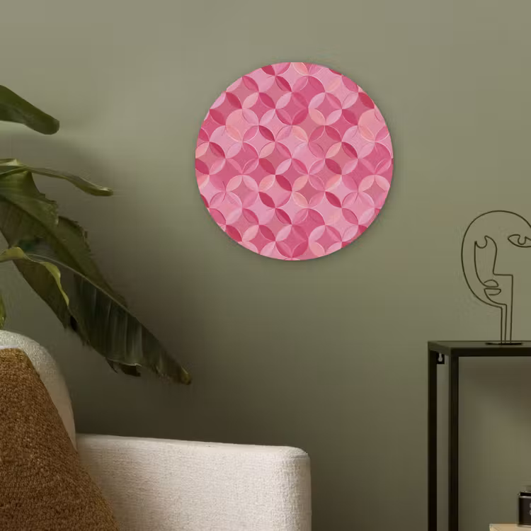 Geometrisch - Mozaïek - Modern - Roze Akoestische PET Vilt - Rond klein 838 -sfeer2