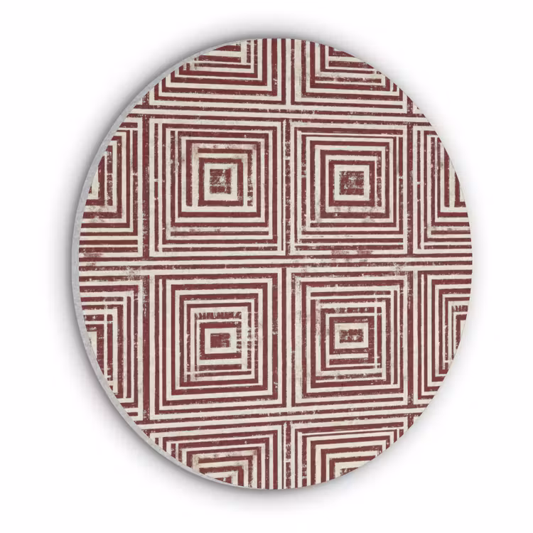 Geometrisch - Patroon - Rood Akoestische PET Vilt - Rond klein 838 -3d