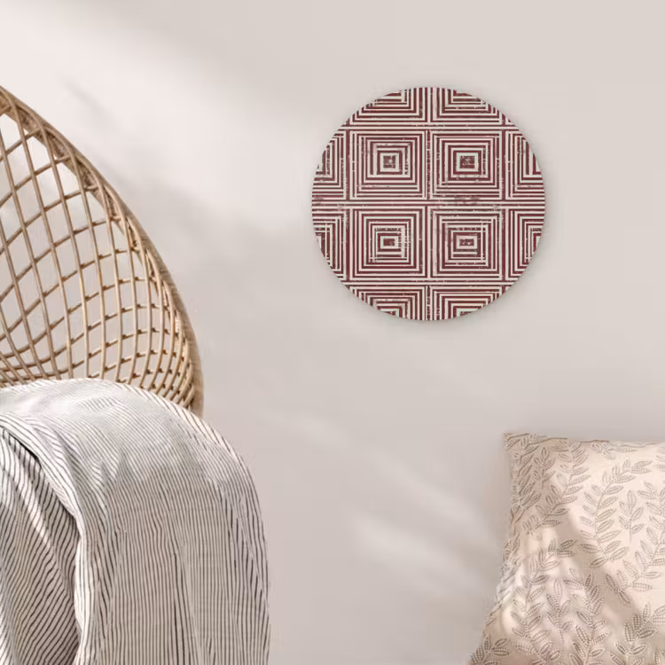 Geometrisch - Patroon - Rood Akoestische PET Vilt - Rond klein 838 -sfeer4