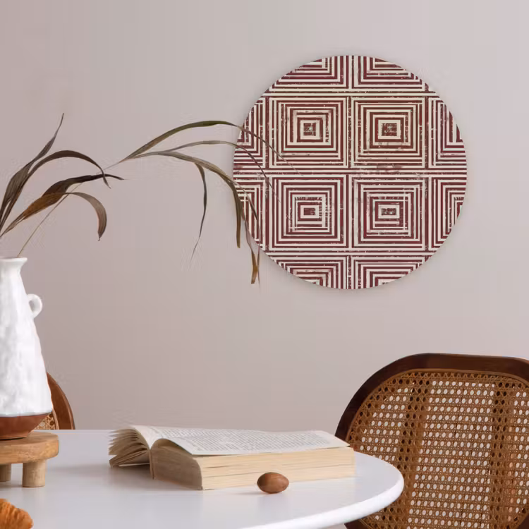 Geometrisch - Patroon - Rood Akoestische PET Vilt - Rond klein 838 -sfeer3