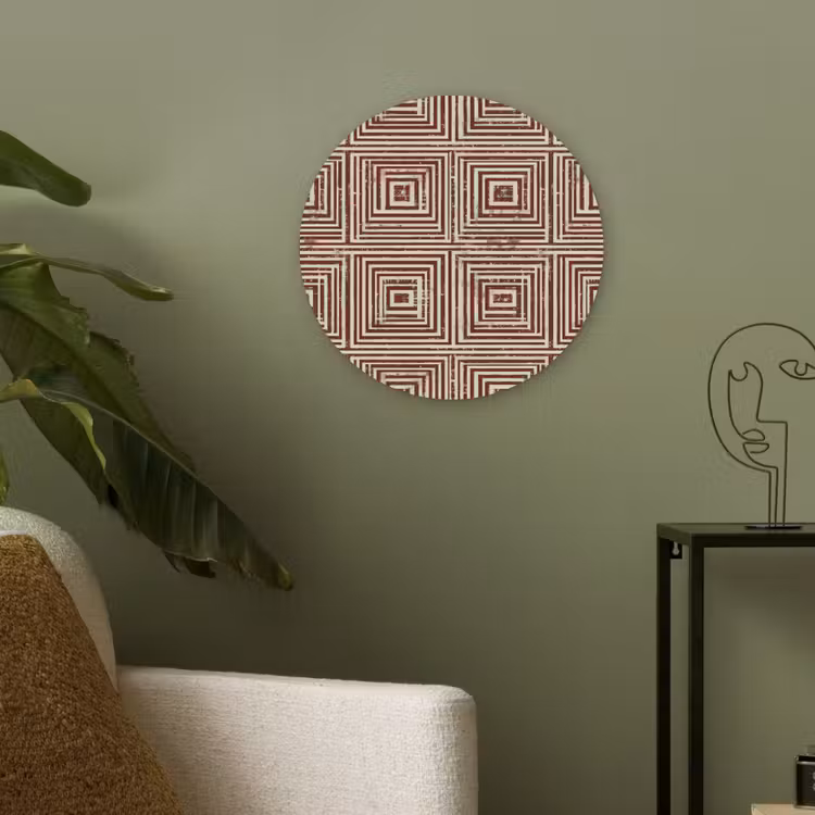 Geometrisch - Patroon - Rood Akoestische PET Vilt - Rond klein 838 -sfeer2