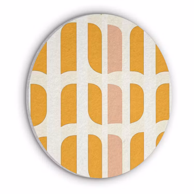 Geometrisch - Patroon - Geel - Roze Akoestische PET Vilt - Rond klein 838 -3d
