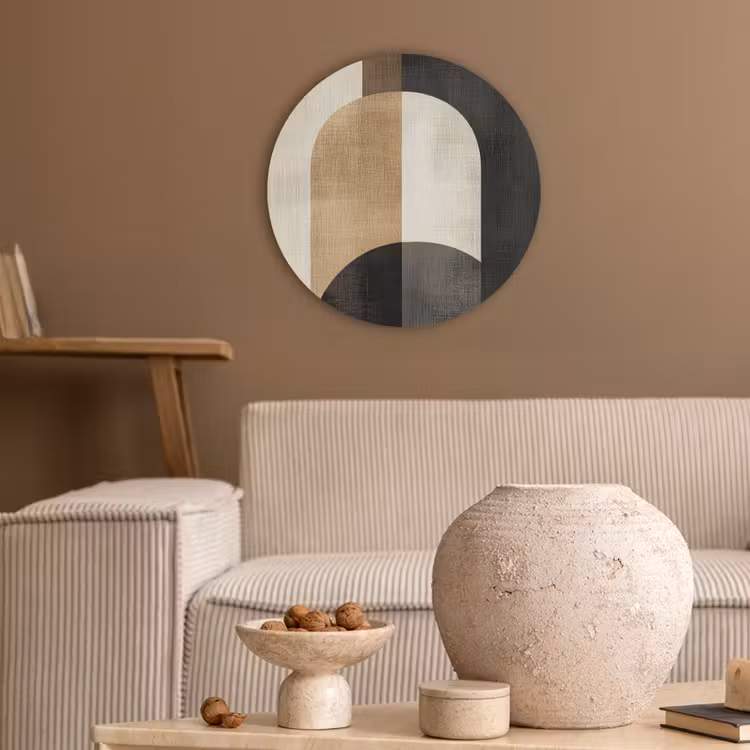 Geometrische - Vormen - Wit Akoestische PET Vilt - Rond klein -sfeer1