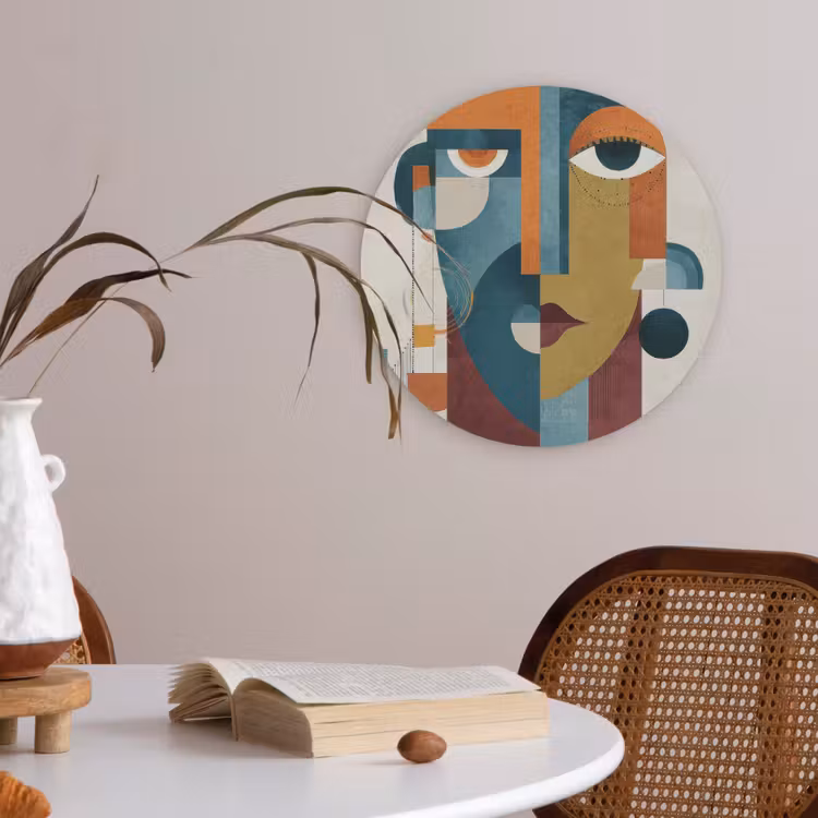 Geometrisch - Strakke vormen - Kleurrijk Akoestische PET Vilt - Rond klein -sfeer3