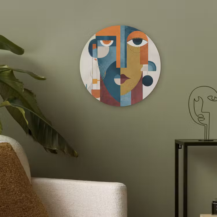 Geometrisch - Strakke vormen - Kleurrijk Akoestische PET Vilt - Rond klein -sfeer2