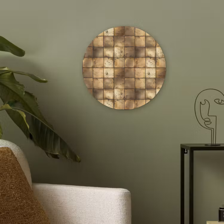 Geometrisch - Tegels - Goud Akoestische PET Vilt - Rond klein 838 -sfeer2
