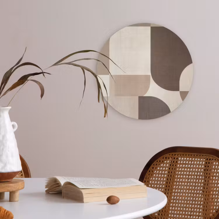 Geometrisch - Geweven structuur - Modern Akoestische PET Vilt - Rond klein -sfeer3