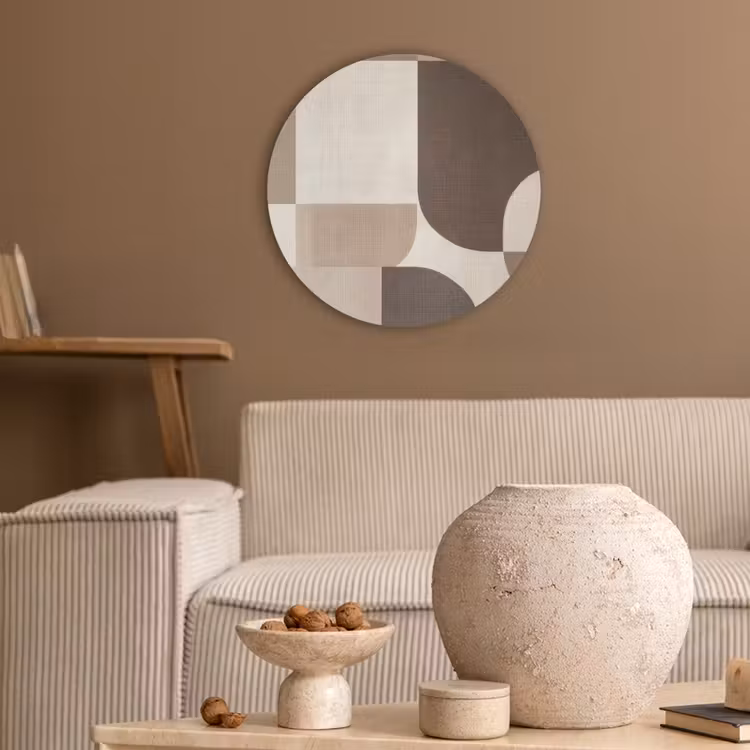 Geometrisch - Geweven structuur - Modern Akoestische PET Vilt - Rond klein -sfeer1