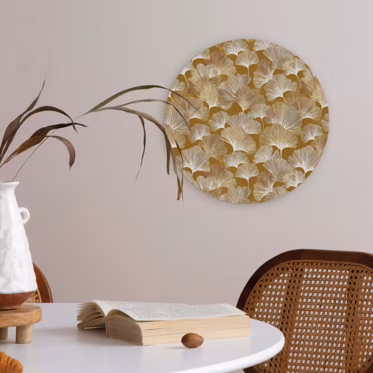 Ginkgo - Bladeren - Goud Akoestische PET Vilt - Rond klein 838 -sfeer3