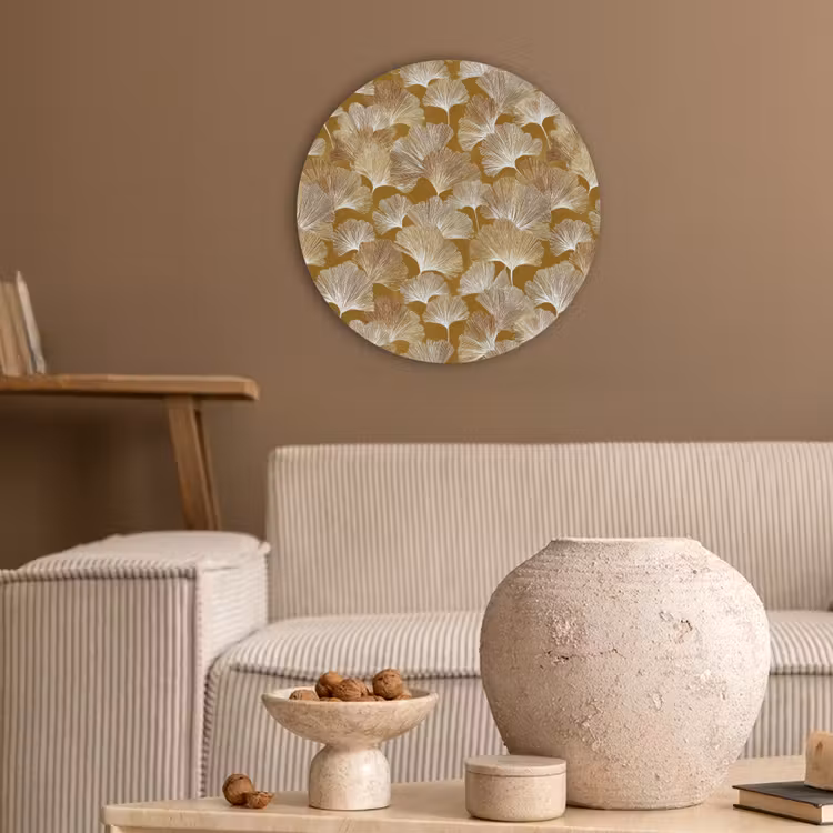Ginkgo - Bladeren - Goud Akoestische PET Vilt - Rond klein 838 -sfeer1