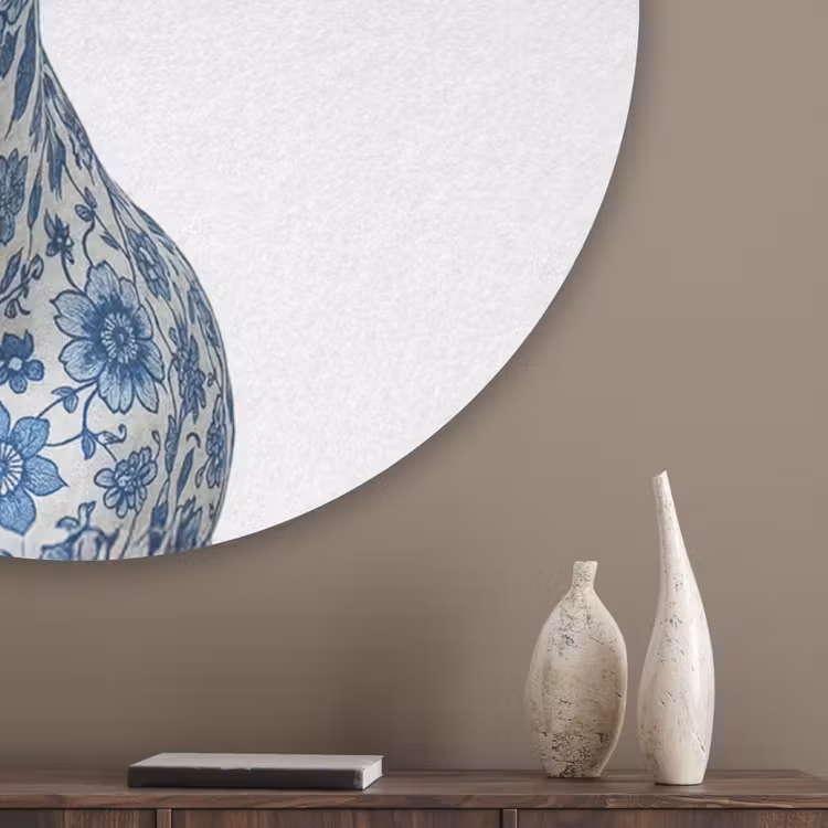 Giraffe - Delfts blauw - Dieren - Minimalistisch Akoestische PET Vilt - Rond klein -sfeer5_closeup