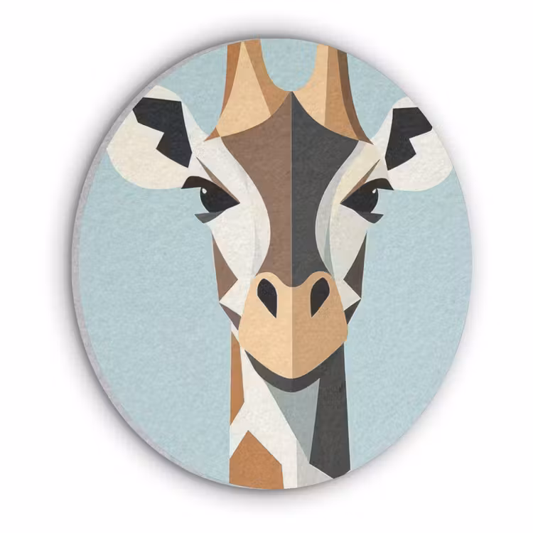 Giraffe - Illustratie - Bruin - Minimalistisch Akoestische PET Vilt - Rond klein -3d