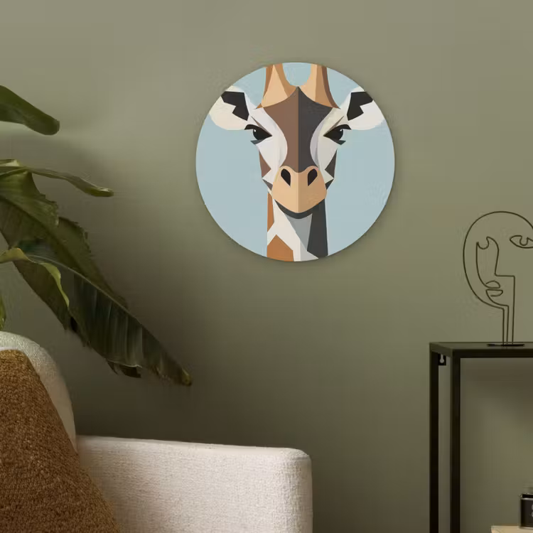 Giraffe - Illustratie - Bruin - Minimalistisch Akoestische PET Vilt - Rond klein -sfeer2