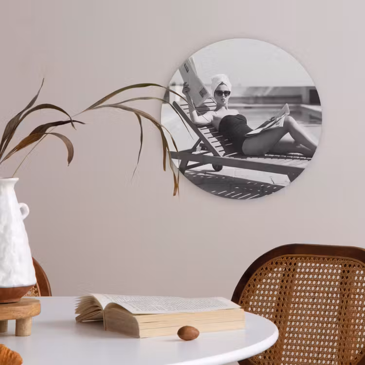 Glamour - Modern - Zwart - Wit Akoestische PET Vilt - Rond klein -sfeer3