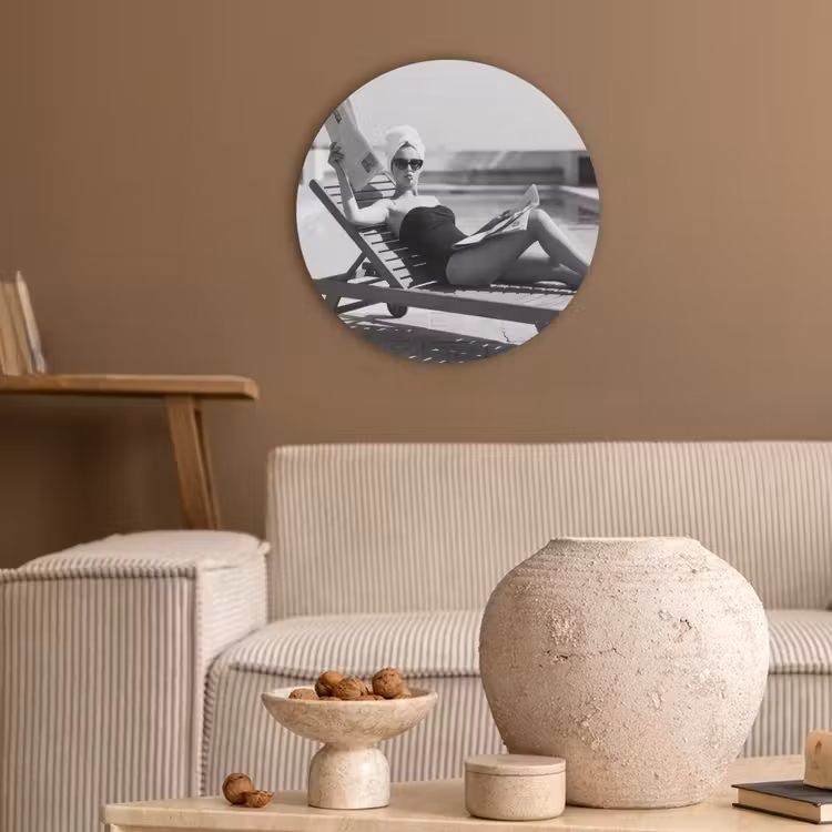 Glamour - Modern - Zwart - Wit Akoestische PET Vilt - Rond klein -sfeer1