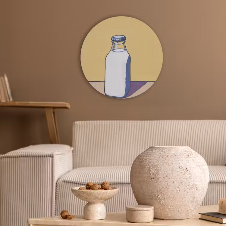 Glazen - Fles - Illustratie - Melk Akoestische PET Vilt - Rond klein -sfeer1