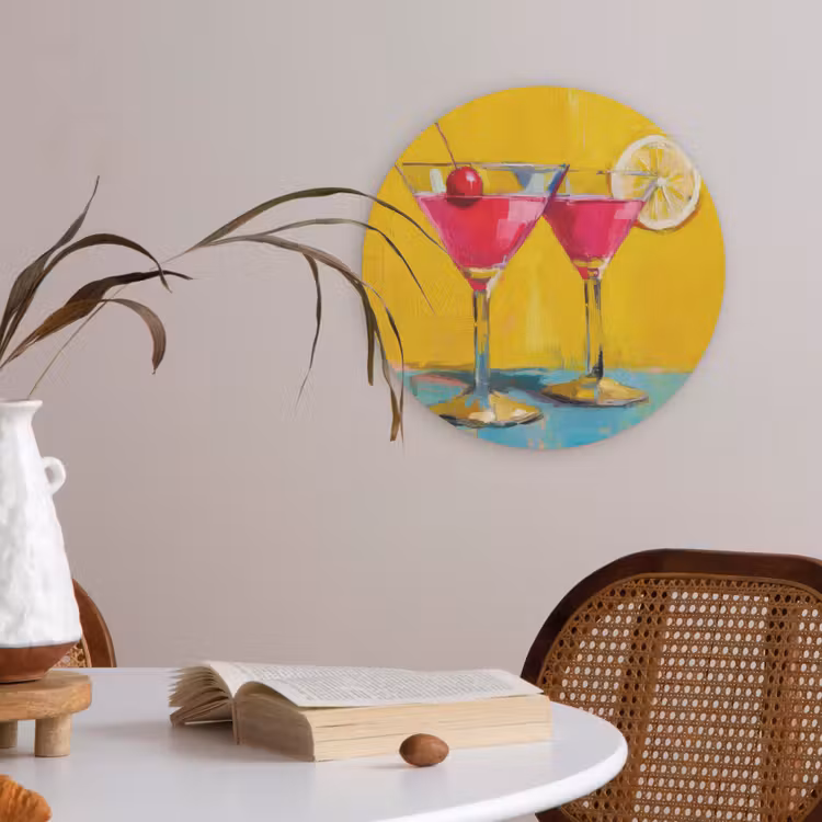 Glazen - Cocktail - Citroen - Kers Akoestische PET Vilt - Rond klein -sfeer3
