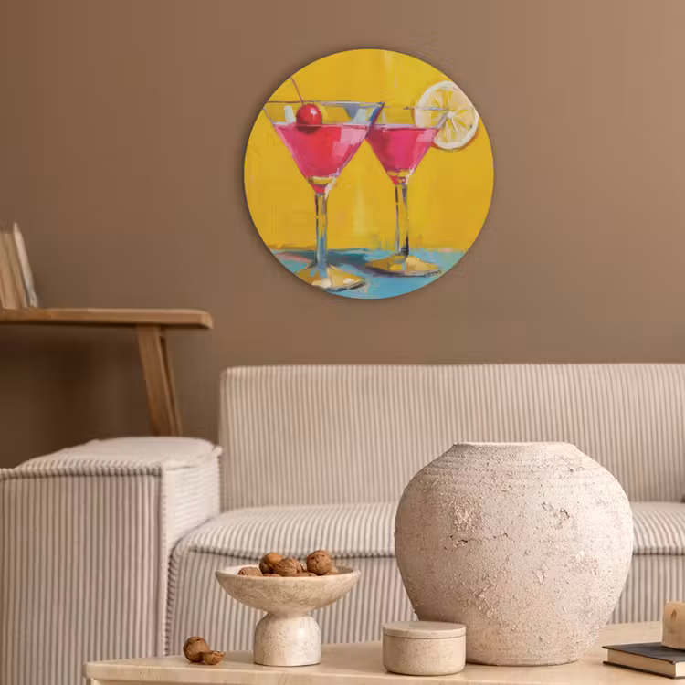 Glazen - Cocktail - Citroen - Kers Akoestische PET Vilt - Rond klein -sfeer1