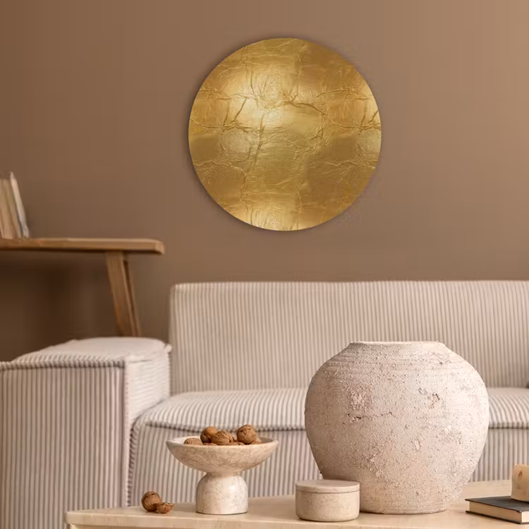 Bladgoud - Vintage - Textuur - Warm Goud Akoestische PET Vilt - Rond klein 838 -sfeer1