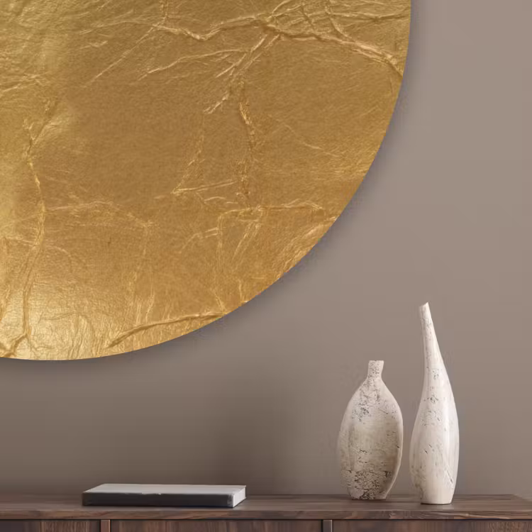Bladgoud - Vintage - Textuur - Warm Goud Akoestische PET Vilt - Rond klein 838 -sfeer5_closeup