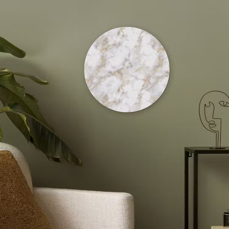 Gouden aders - Marmer - Wit Akoestische PET Vilt - Rond klein 838 -sfeer2