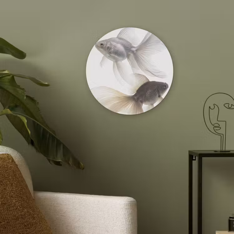 Goudvissen - Modern - Wit Akoestische PET Vilt - Rond klein -sfeer2