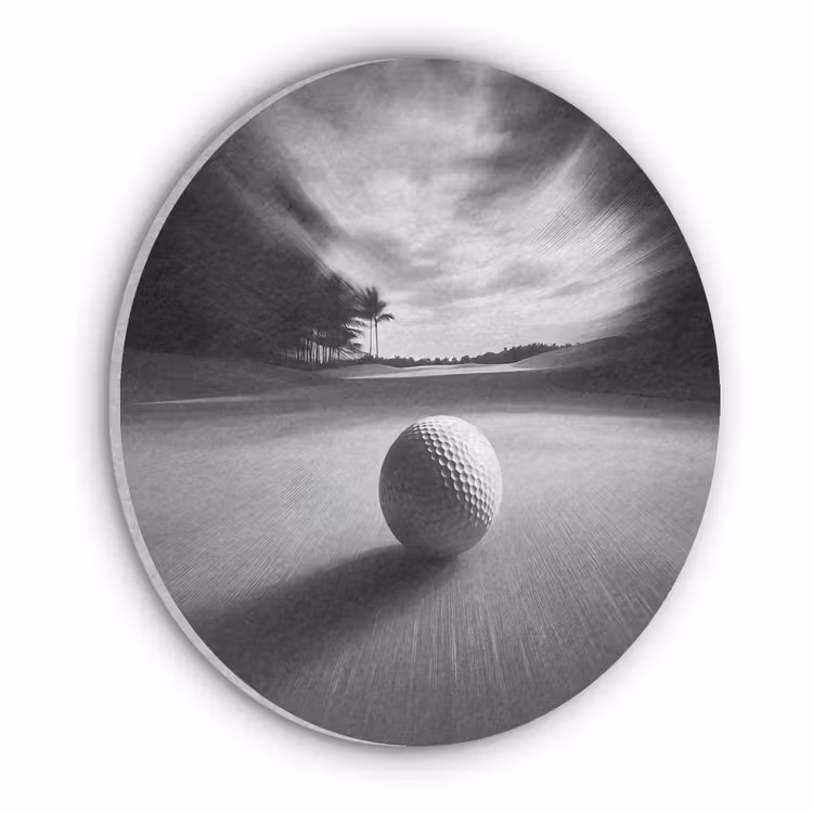 Golfbal - Wazig - Zwart Akoestische PET Vilt - Rond klein -3d