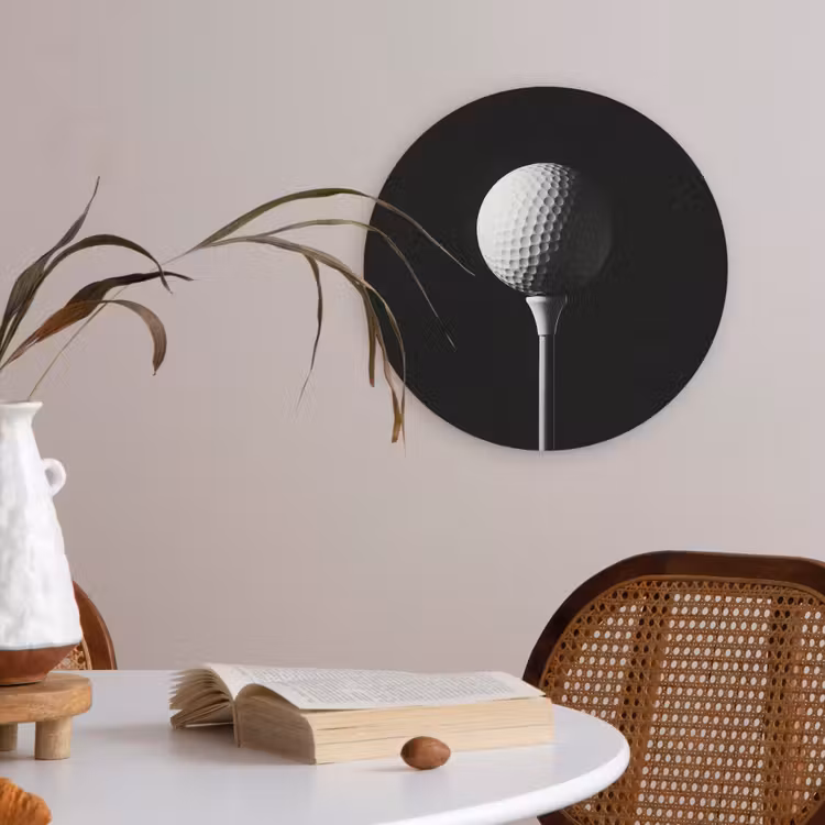 Golfbal - Minimalistisch - Wit Akoestische PET Vilt - Rond klein -sfeer3