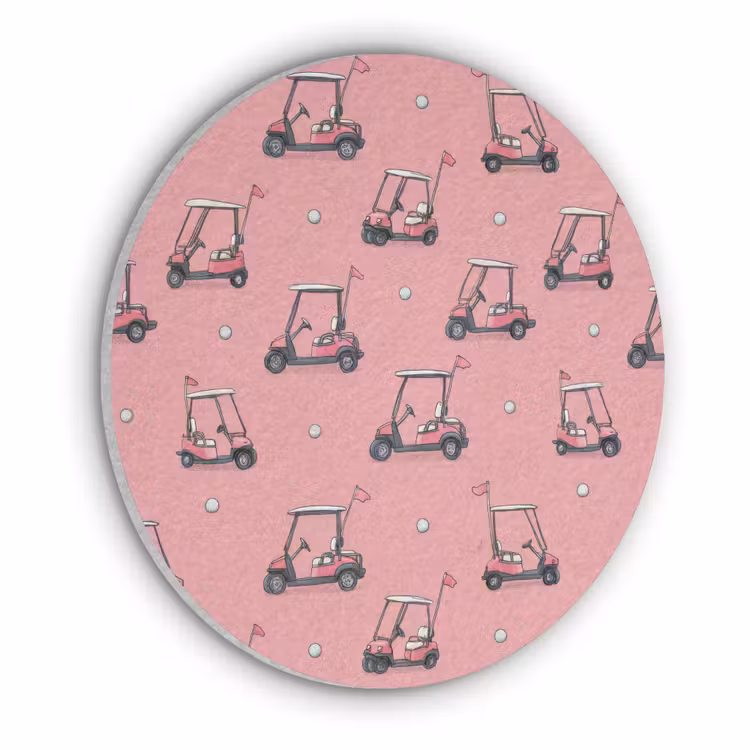 Golfkar - Retro - Roze Akoestische PET Vilt - Rond klein 838 -3d