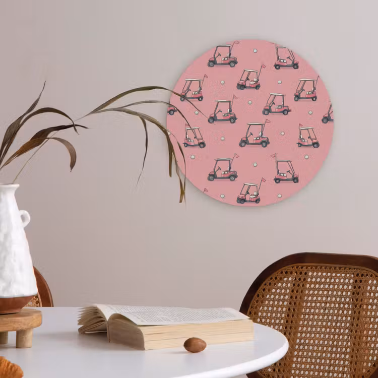 Golfkar - Retro - Roze Akoestische PET Vilt - Rond klein 838 -sfeer3
