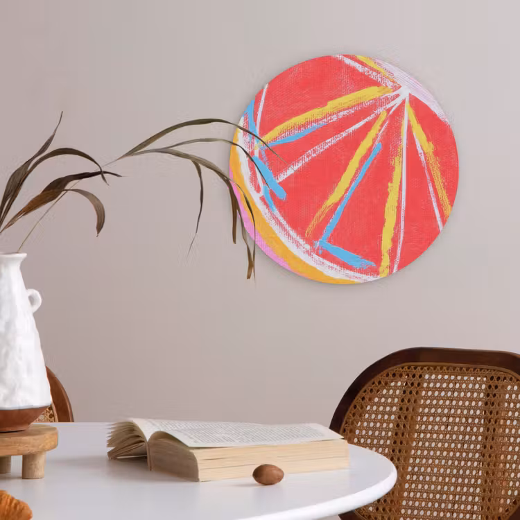 Grapefruit - Geschilderd - Roze - Strepen Akoestische PET Vilt - Rond klein -sfeer3