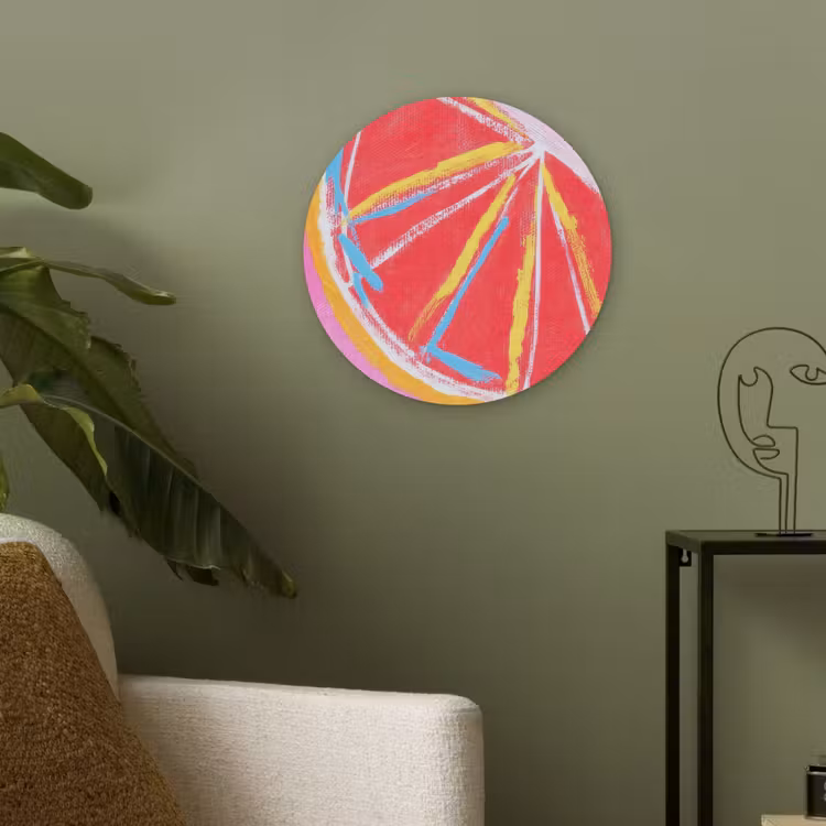 Grapefruit - Geschilderd - Roze - Strepen Akoestische PET Vilt - Rond klein -sfeer2